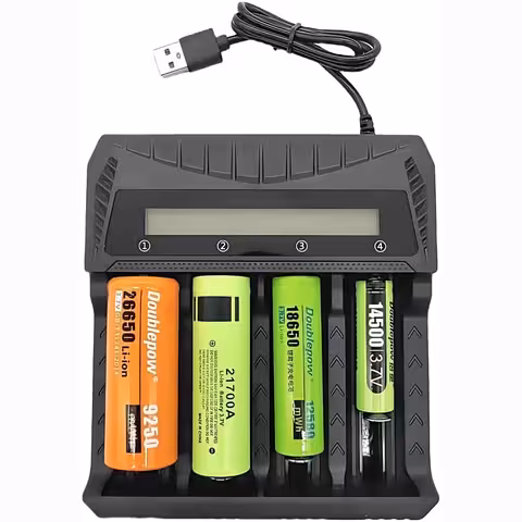 Universele 18650 Acculader – Li-ion AA AAA 3,7V Lader, 4 Slots, LCD Display en USB-C Voeding