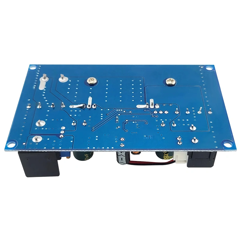 Detailafbeelding achterkant DC-DC Step-Down 600W 25A, met connectoren en koelcomponenten