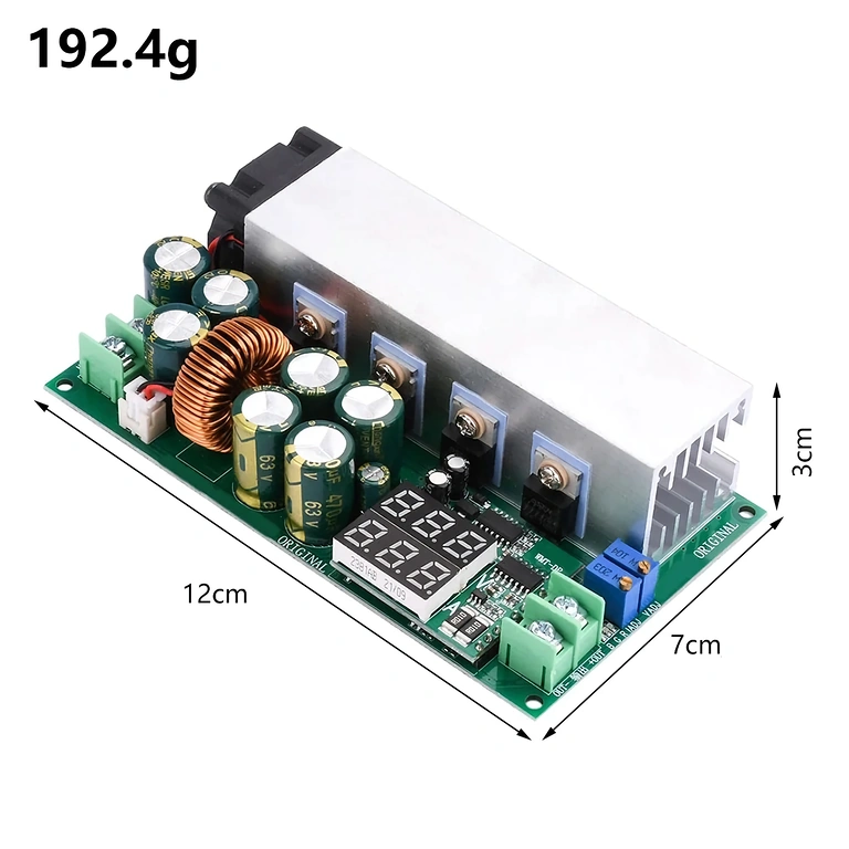 Detail digitaal display DC12-80V 20A Buck module