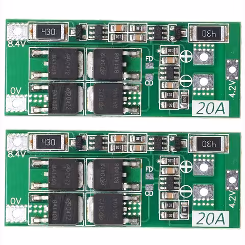Set van 2 – BMS Module 2S 20A 7,4V met Balancer – Inclusief Schema