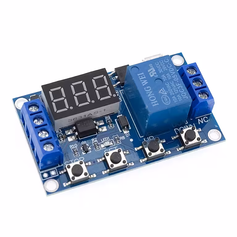Timerrelais Module met Display – 6-30V – Instelbare Tijd 0,1s–999min