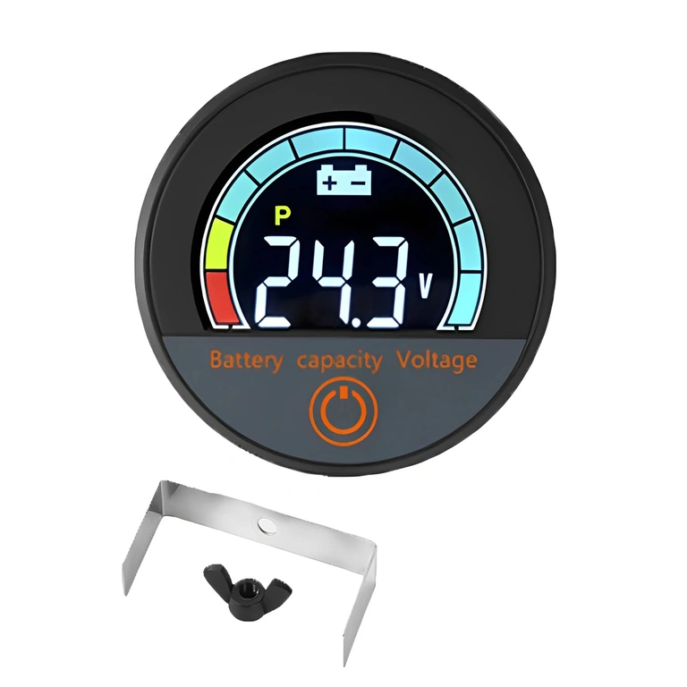 Digitale indicator – circulair ontwerp Ronde digitale indicator module, batterijpercentage en voltmeter, compatibel Li-ion en LiFePO4 12V–72V voor fiets, step en elektrische scooter