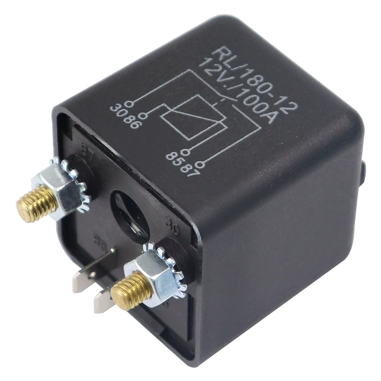 Auto relais 12V 100A, zijaanzicht compacte behuizing