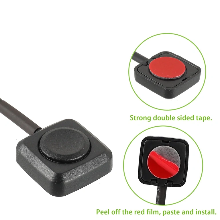 Achterzijde van de mini knop met dubbelzijdige tape voor montage