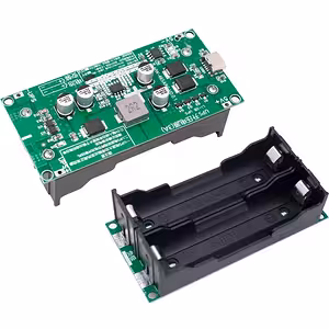 Mini UPS-module 5V/12V, frontaal zicht, toont Type-C poort en LED-indicator