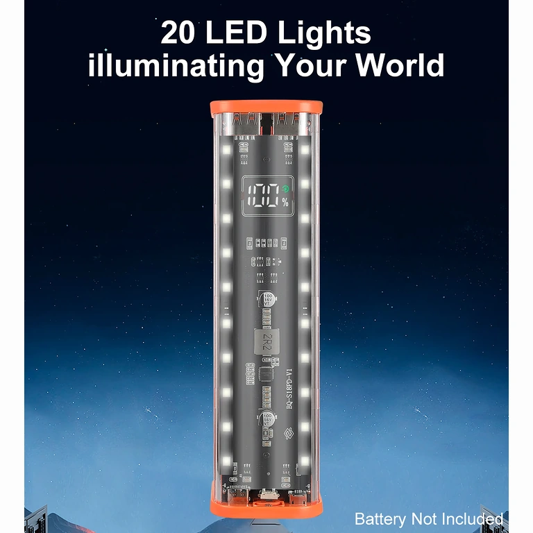 Ingebouwde LED in powerbank-behuizing, knopactivatie