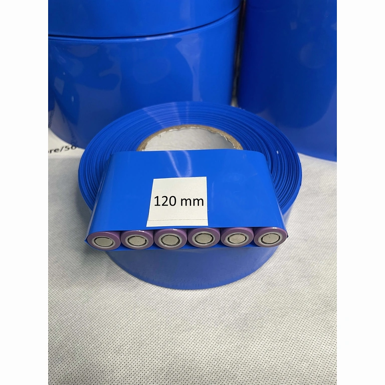 Blauwe Cellpack krimpkous 120 mm voor 18650-batterijen, per meter verkocht