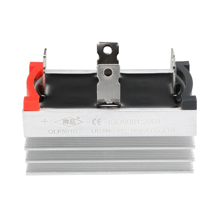 Enfase gelijkrichterbrug met koelplaat, frontaal zicht