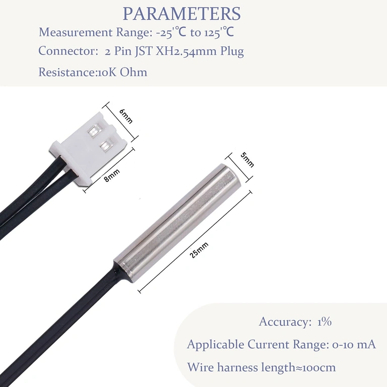 Set van 4 NTC 10K sensoren voor thermische automatisering
