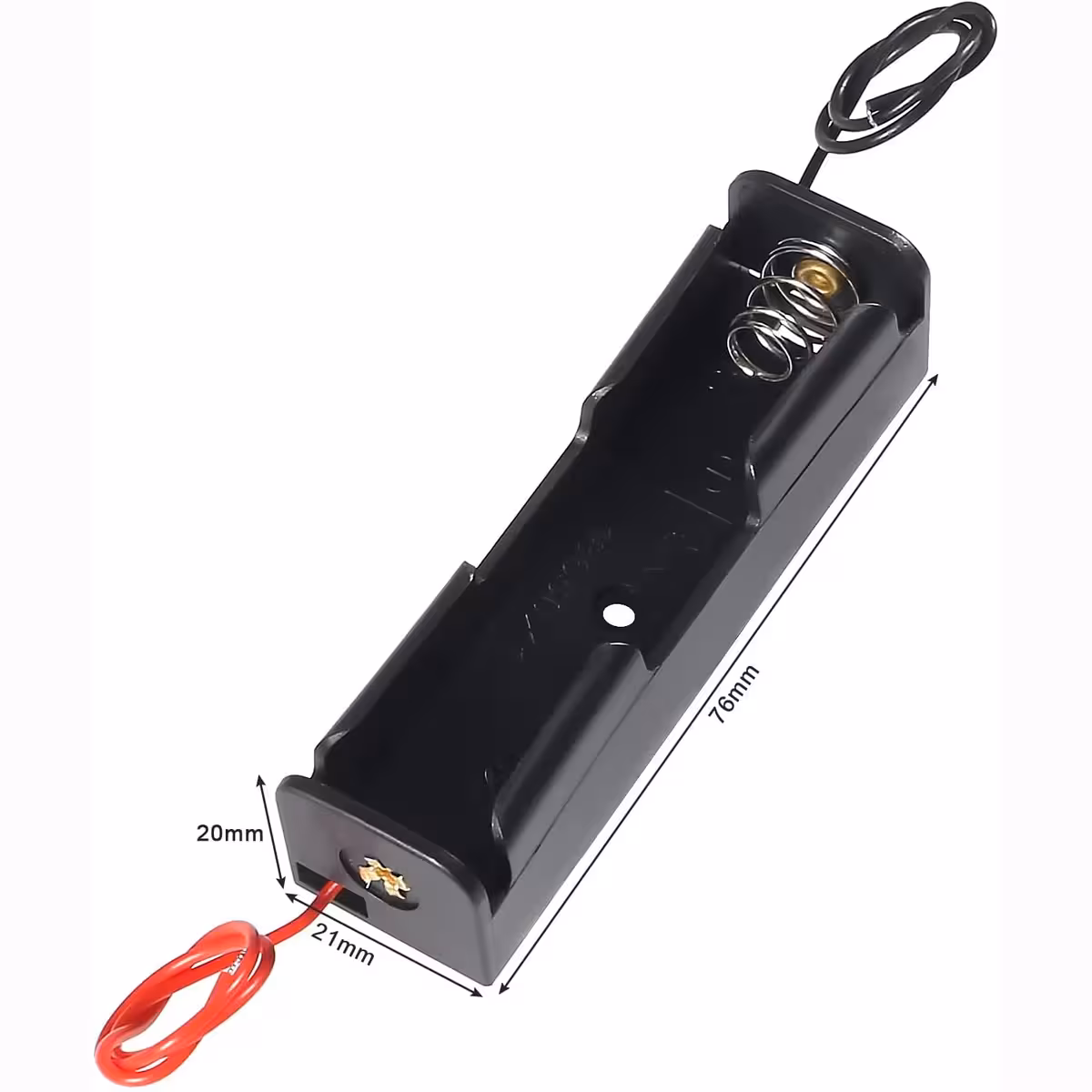 Afmetingen van de 18650 batterijhouder