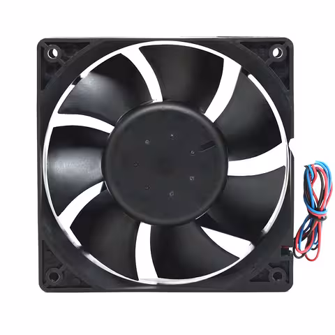 Vooraanzicht van de 120x120mm 48V axiale ventilator